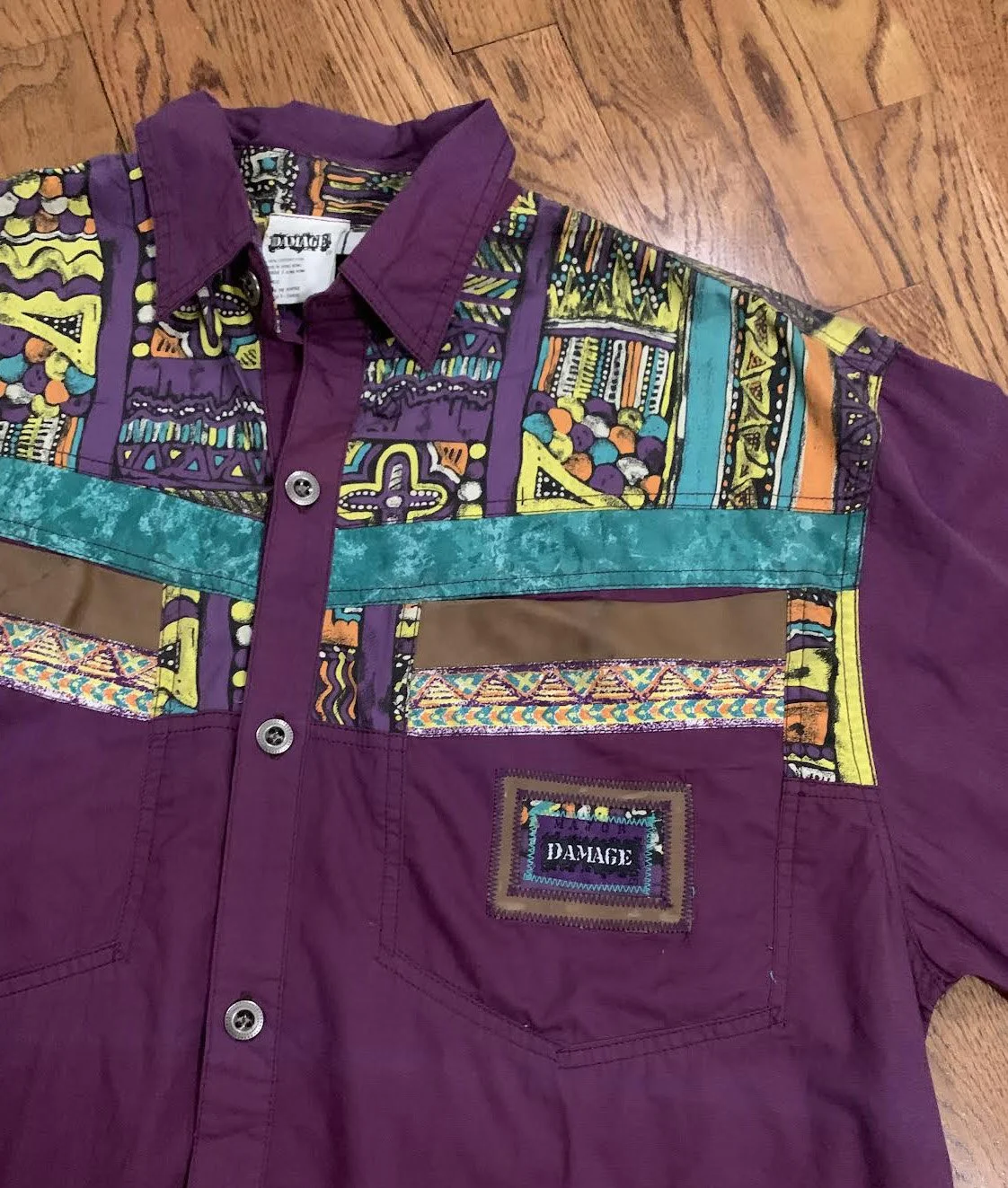 Vintage Major Damage Colorful Button Down Shirt (Size 2, XL) — RootsBK